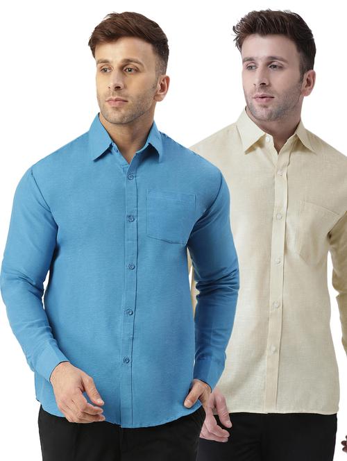 pack of 2 full sleeves solid casual shirts - 20355325 - Very Small Image - 1