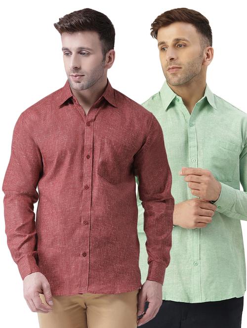 pack of 2 full sleeves solid casual shirts - 20355344 - Very Small Image - 1