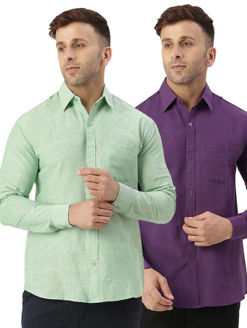 pack of 2 full sleeves solid casual shirts - 20355350 - Very Small Image - 1