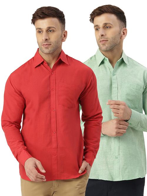 pack of 2 full sleeves solid casual shirts - 20355353 - Very Small Image - 1