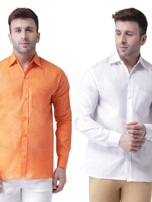 men pack of 2 self designed and solid cotton casual shirt - 20355375 - Very Small Image - 1