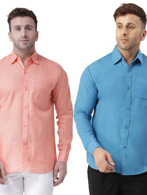men pack of 2 self designed cotton casual shirt - 20355399 - Very Small Image - 1