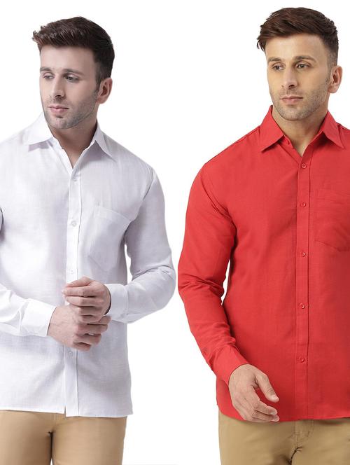 men pack of 2 solid cotton casual shirt - 20355450 - Very Small Image - 1