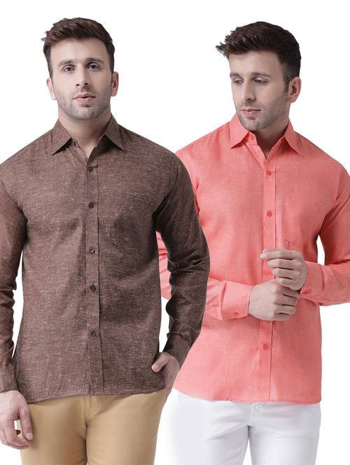 pack of 2 full sleeves solid casual shirts - 20355489 - Very Small Image - 1