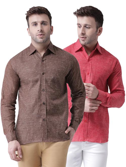 men pack of 2 self designed cotton casual shirt - 20355491 - Very Small Image - 1