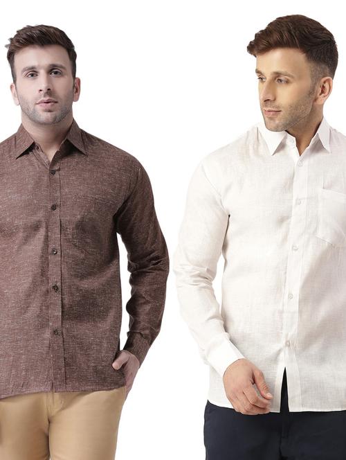 men pack of 2 self designed cotton casual shirt - 20355520 - Very Small Image - 1