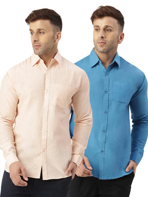 men pack of 2 solid cotton casual shirt - 20355528 - Very Small Image - 1
