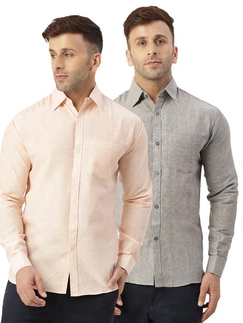 men pack of 2 self designed cotton casual shirt - 20355531 - Very Small Image - 1
