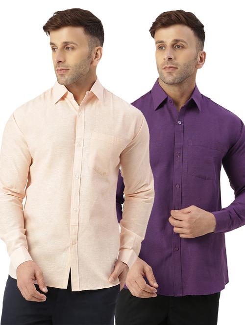 pack of 2 full sleeves solid casual shirts - 20355544 - Very Small Image - 1