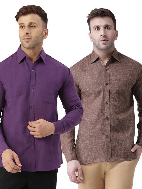 pack of 2 full sleeves solid casual shirts - 20355573 - Very Small Image - 1