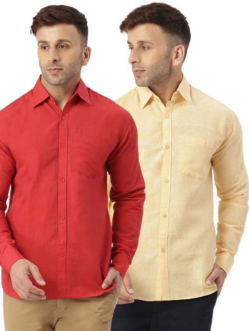 pack of 2 full sleeves solid casual shirts - 20355613 - Very Small Image - 1