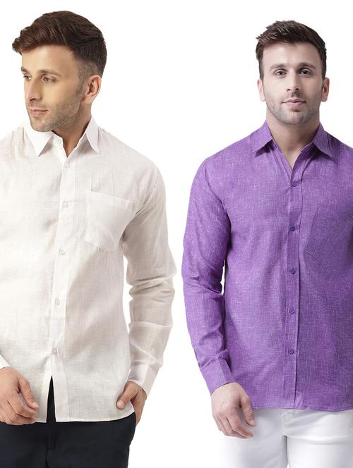 pack of 2 full sleeves solid casual shirts - 20355655 - Very Small Image - 1