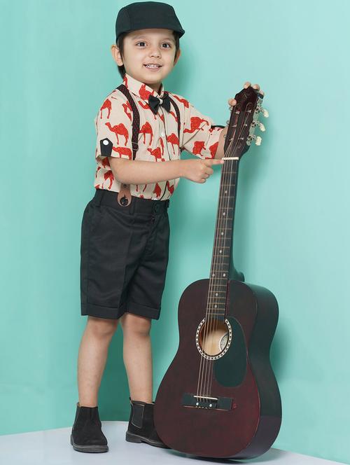 boys shirt & shorts with cap & suspenders - 20357014 - Very Small Image - 1