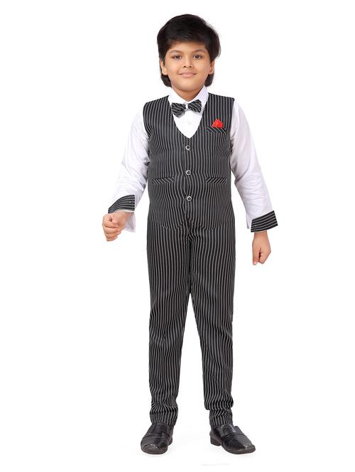 boys black stripes suit sets - 20357059 - Very Small Image - 1