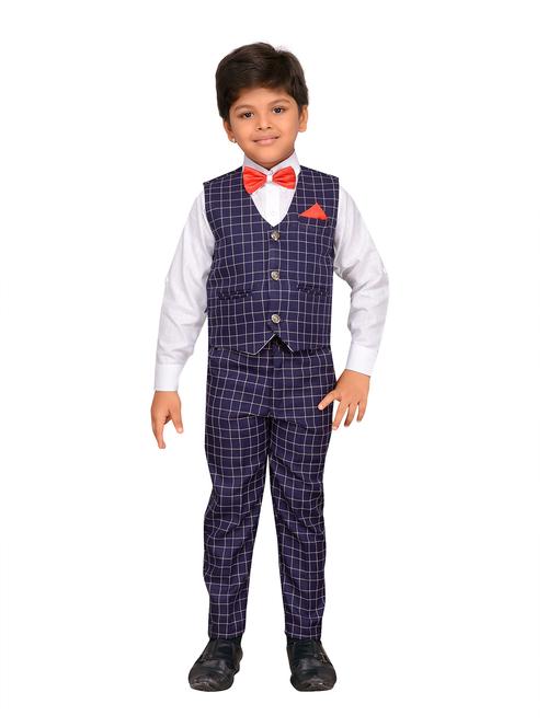boys checkered four piece suit set - 20357069 - Very Small Image - 1