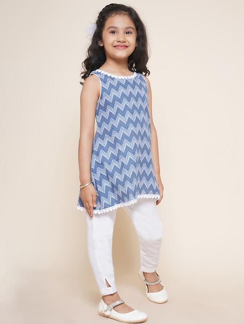blue chevron print kurta pant set - 20357094 - Very Small Image - 1