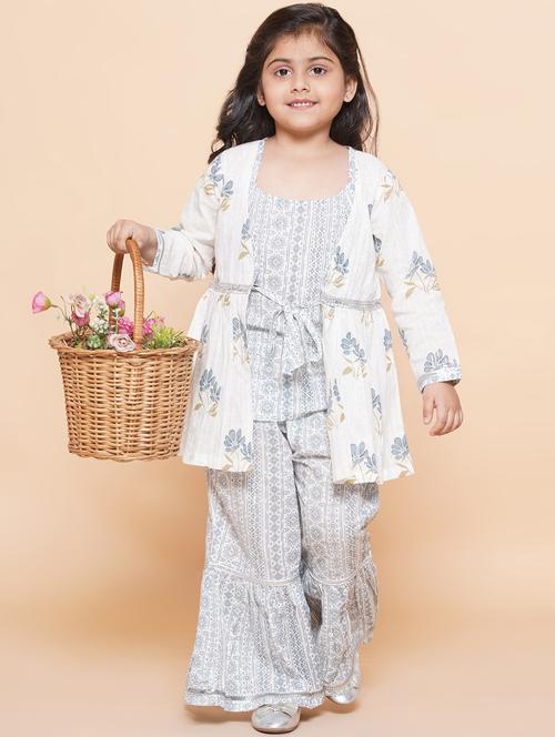 lace work printed kurta sharara set - 20357130 - Very Small Image - 1