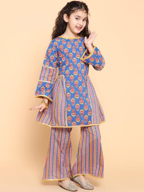 blue printed kurta palazzo set - 20357137 - Very Small Image - 1
