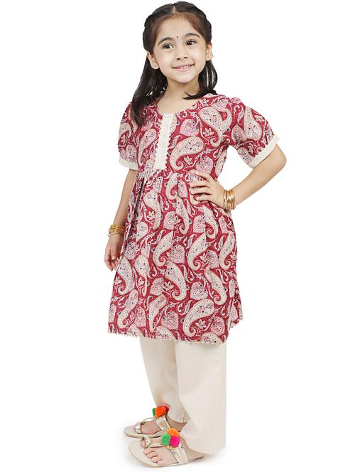 red paisley print kurta palazzo set - 20357142 - Very Small Image - 1