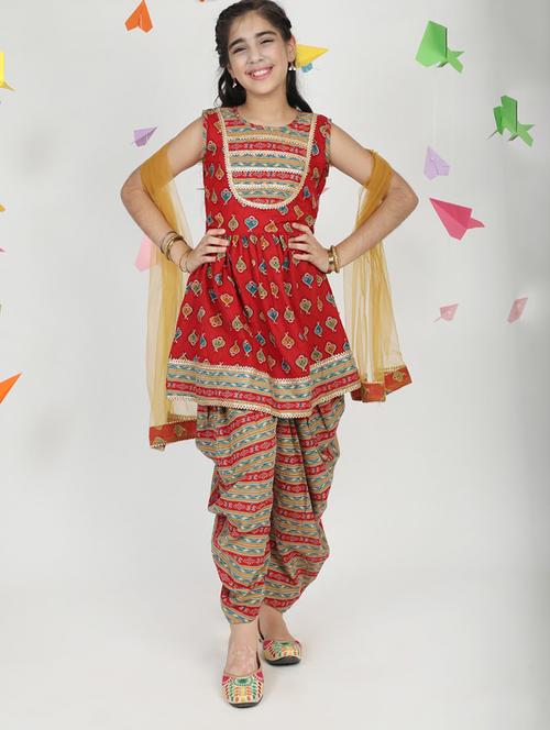 red printed kurta salwar set - 20357143 - Very Small Image - 1