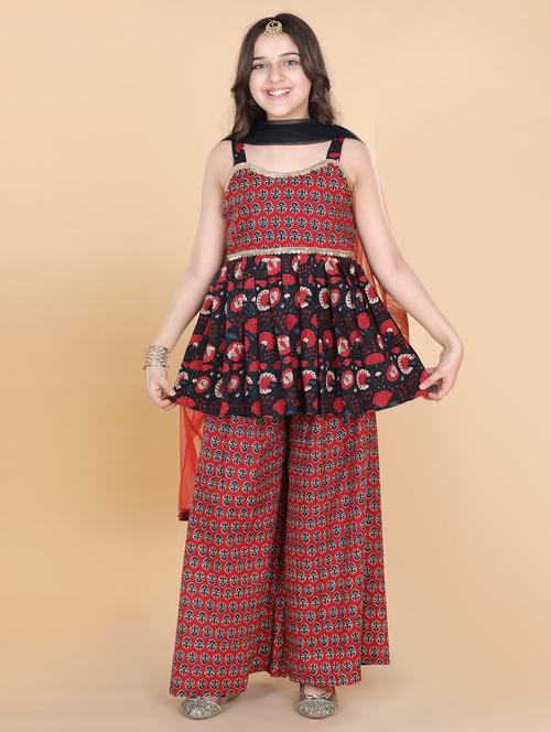 multi color floral kurta palazzo set - 20357197 - Very Small Image - 1