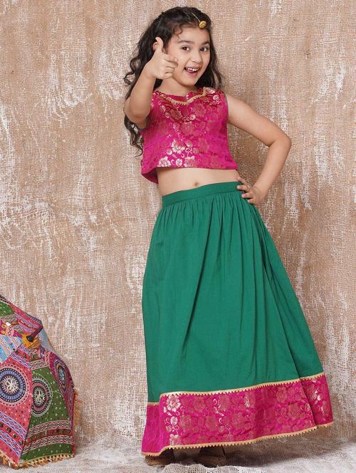 solid with work kurta skirt set - 20357271 - Very Small Image - 1