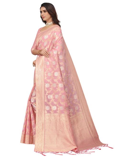 rosewater colored banarasi saree with blouse - 20357487 - Very Small Image - 1