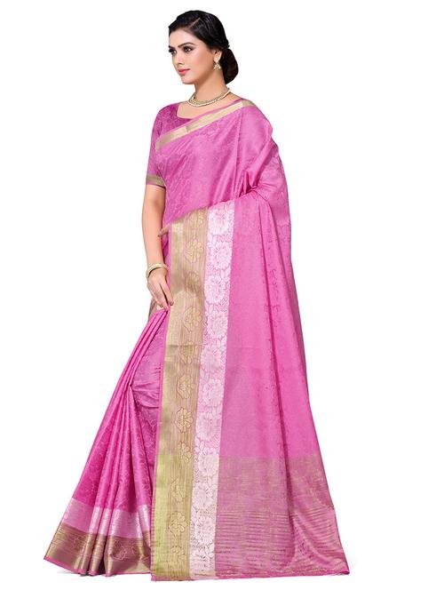 pink colored bordered saree with blouse - 20357497 - Very Small Image - 1