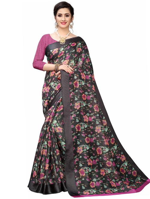 floral print cotton saree with blouse - 20357503 - Very Small Image - 1