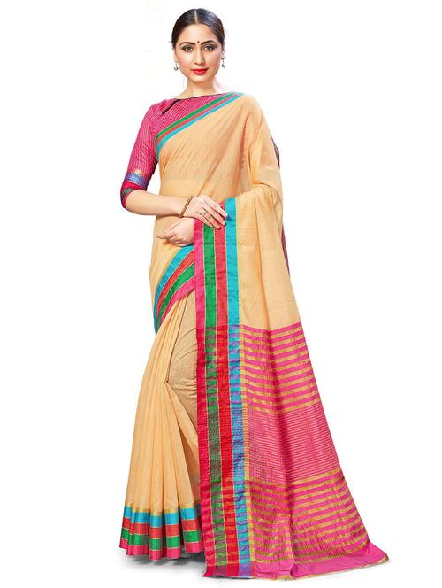 women striped bordered saree with blouse - 20357529 - Very Small Image - 1