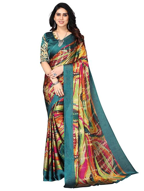 multi colored printed saree with blouse - 20357669 - Very Small Image - 1