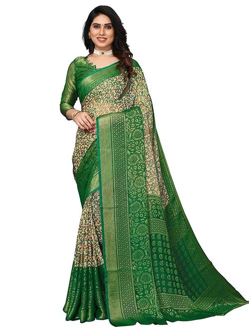 floral print chiffon saree with blouse - 20357694 - Very Small Image - 1