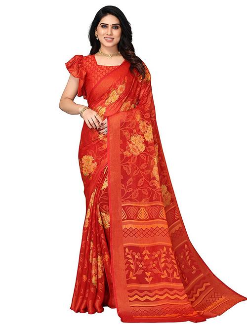 floral printed saree with blouse - 20357753 - Very Small Image - 1