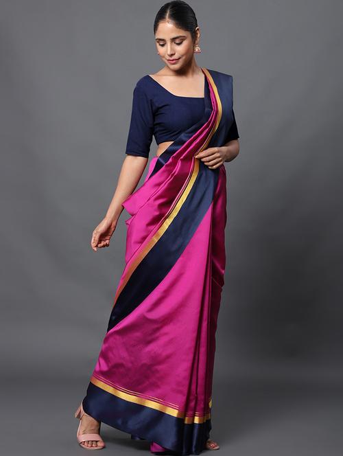 solid bordered saree with blouse - 20357791 - Very Small Image - 1