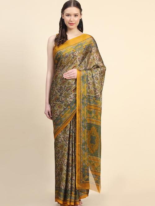floral printed saree with blouse - 20357945 - Very Small Image - 1
