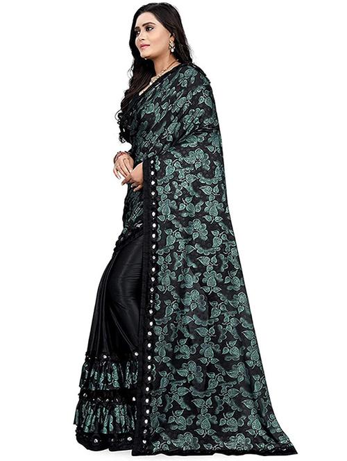 black colored ruffle saree with blouse - 20357994 - Very Small Image - 1