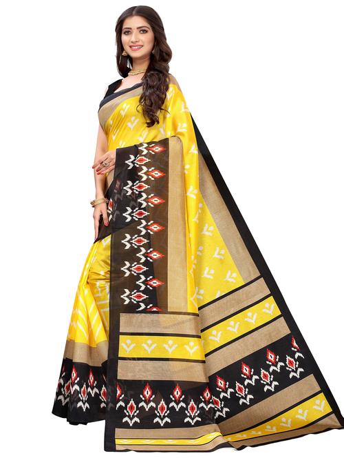 yellow colored printed saree with blouse - 20358162 - Very Small Image - 1