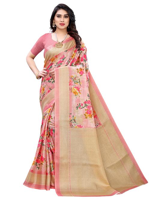 pink floral printed saree with blouse - 20358169 - Very Small Image - 1
