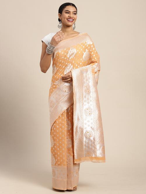 self design banarasi saree with blouse - 20358214 - Very Small Image - 1