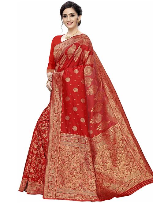 zari work self design banarasi saree with blouse - 20358309 - Very Small Image - 1