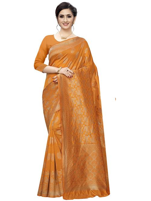 self design banarasi saree with blouse - 20358415 - Very Small Image - 1