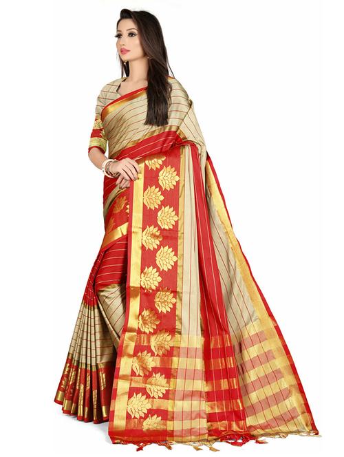 beige colored southern silk saree - 20358420 - Very Small Image - 1