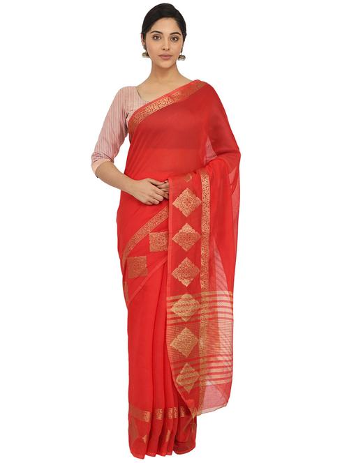 red colored bordered saree - 20358464 - Very Small Image - 1