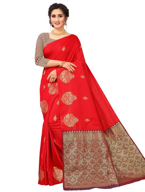 zari work self design banarasi saree with blouse - 20358567 - Very Small Image - 1