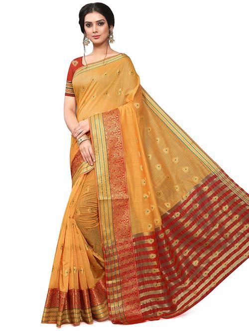 orange colored bordered saree - 20358628 - Very Small Image - 1
