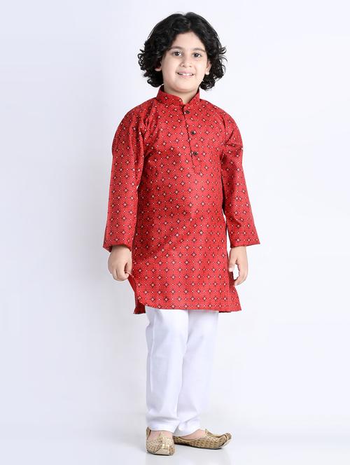 red printed kurta set - 20358795 - Very Small Image - 1