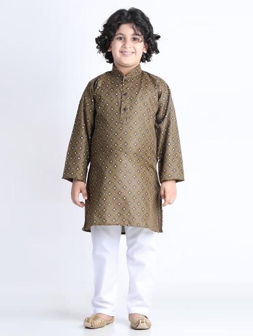 olive printed kurta set - 20358796 - Very Small Image - 1