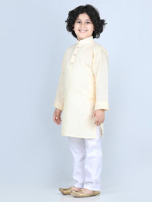 cream solid kurta set - 20358802 - Very Small Image - 1