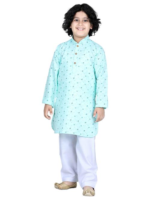 light blue abstract print kurta set - 20358810 - Very Small Image - 1