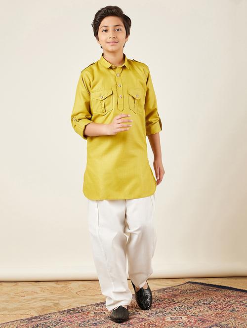 boys long sleeve kurta pajama set - 20358898 - Very Small Image - 1